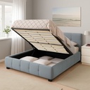 Base Con Cabecera Cama-9524 de Madera King Color Azul