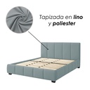 Base Con Cabecera Cama-9524 de Madera King Color Azul