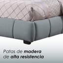 Base Con Cabecera Cama-9524 de Madera King Color Azul