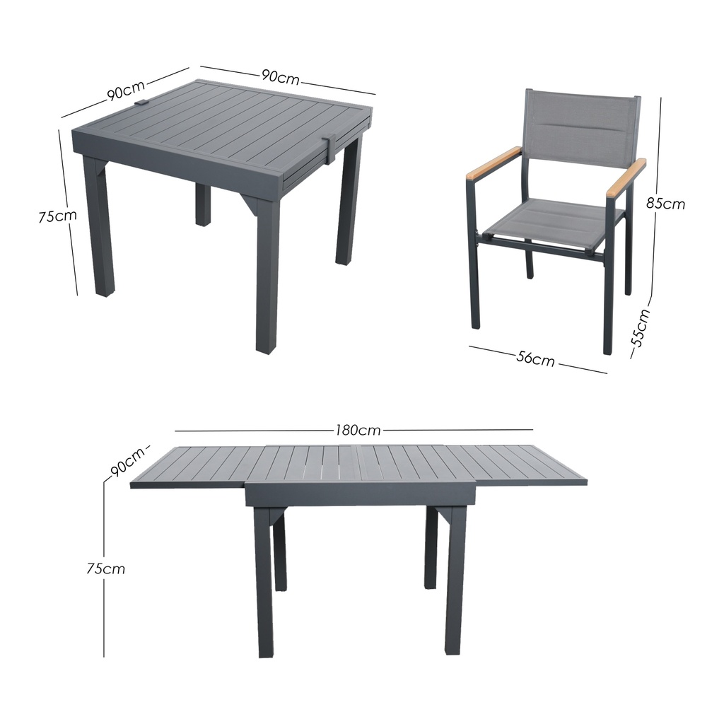 Comedor expandible para exterior con 4 sillas