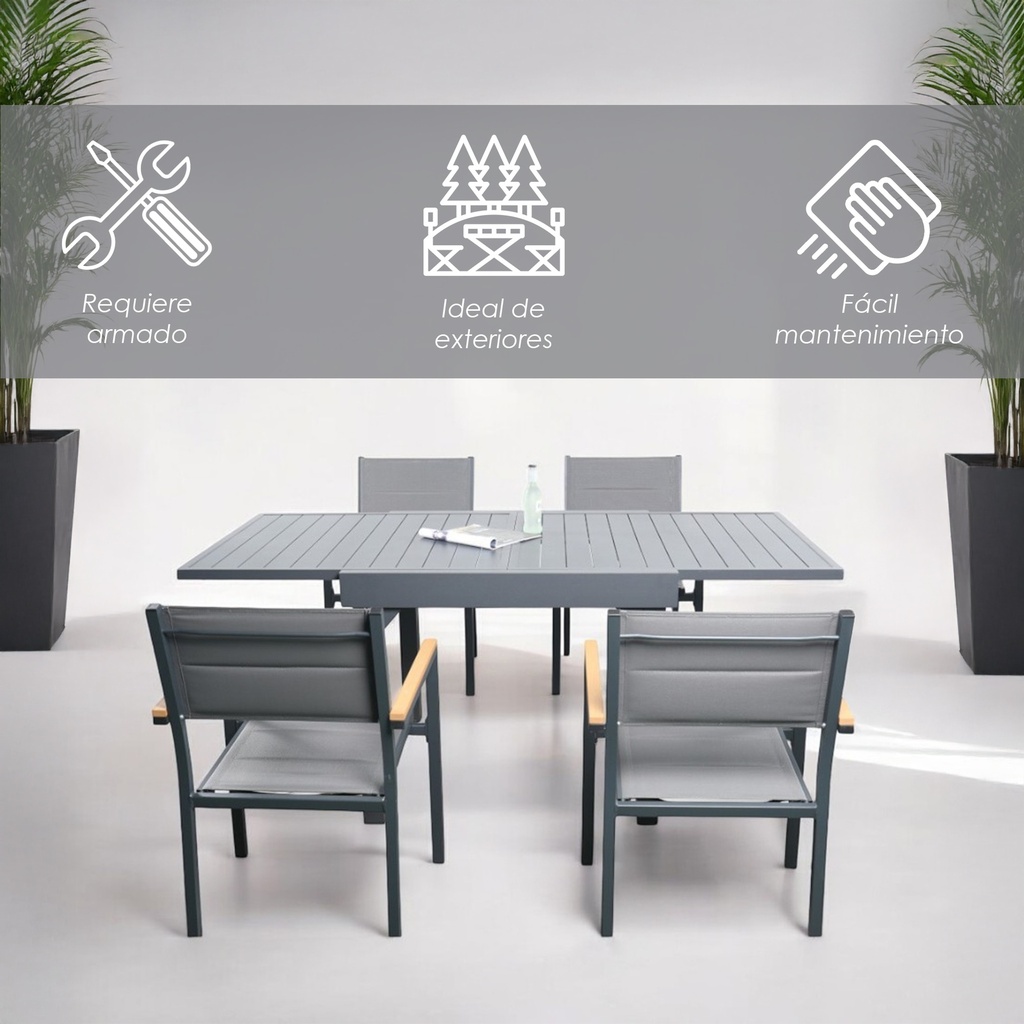 Comedor expandible para exterior con 4 sillas