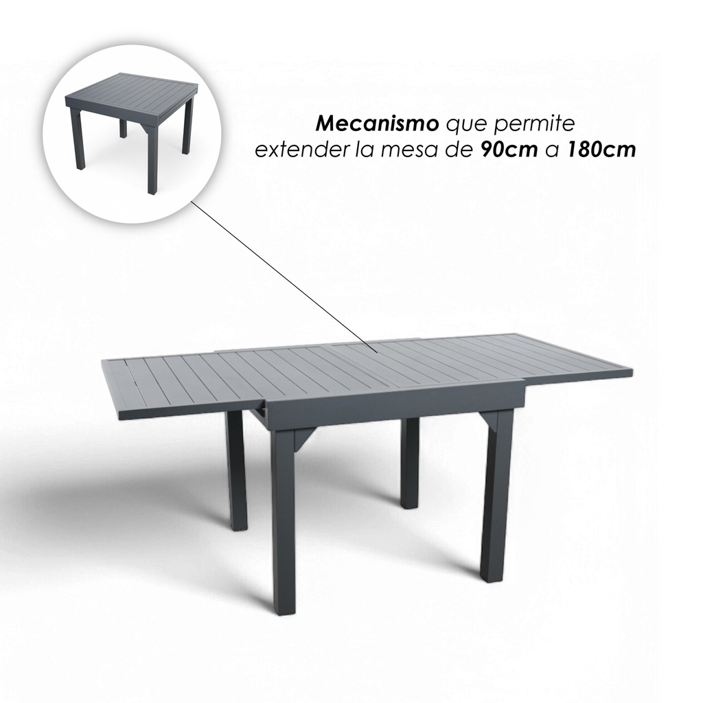 Comedor expandible para exterior con 4 sillas