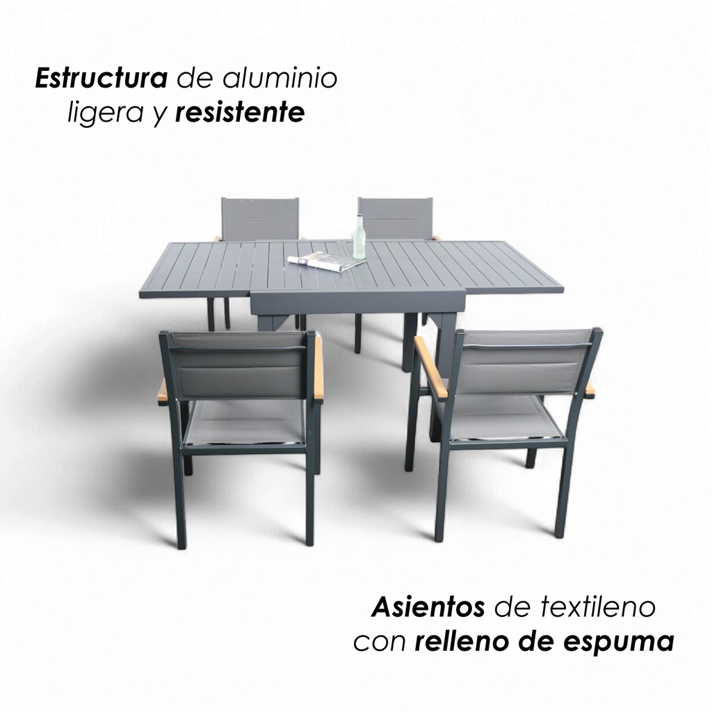 Comedor expandible para exterior con 4 sillas