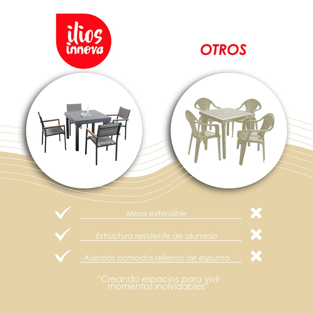 Comedor expandible para exterior con 4 sillas