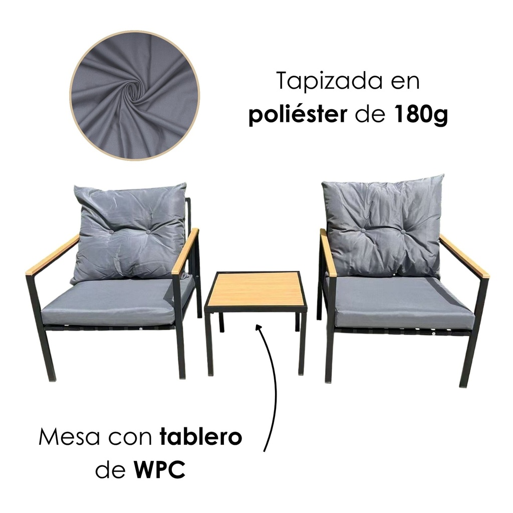 Sala de jardin 2 plazas Gris