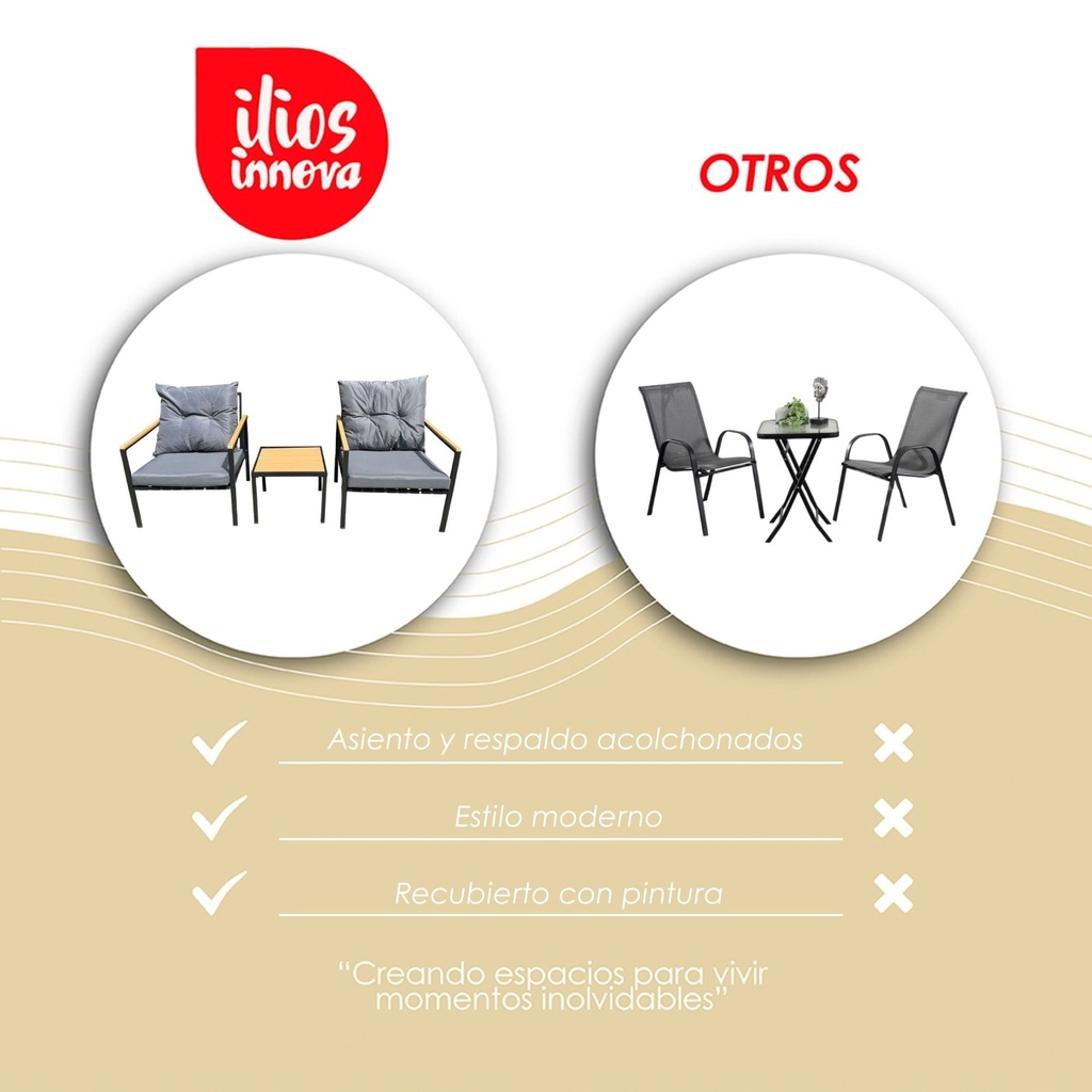 Sala de jardin 2 plazas Gris