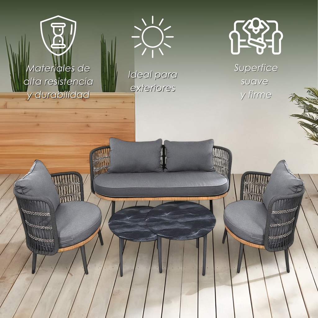 Sala de jardín de 4 Pzs Gris