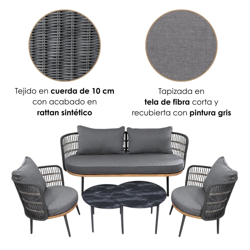 Sala de jardín de 4 Pzs Gris