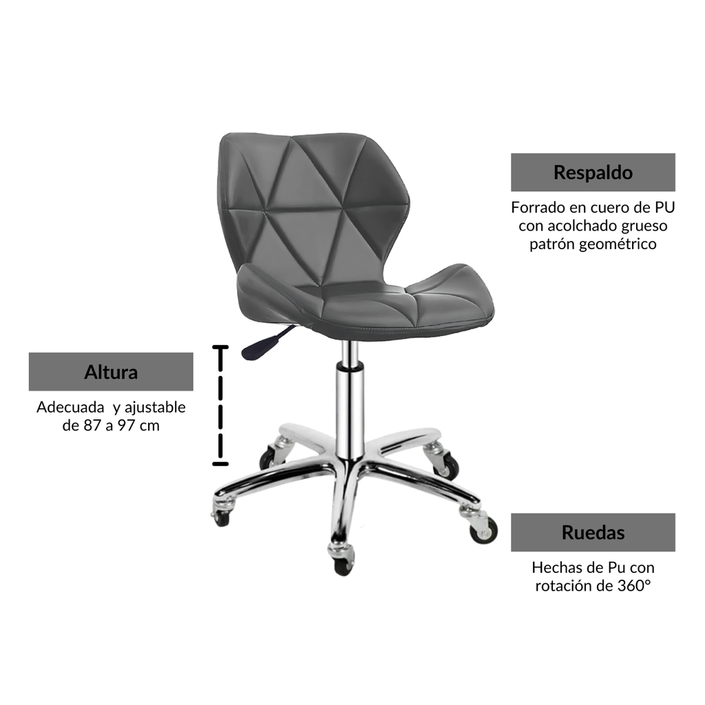Silla para oficina con respaldo geométrico Gris