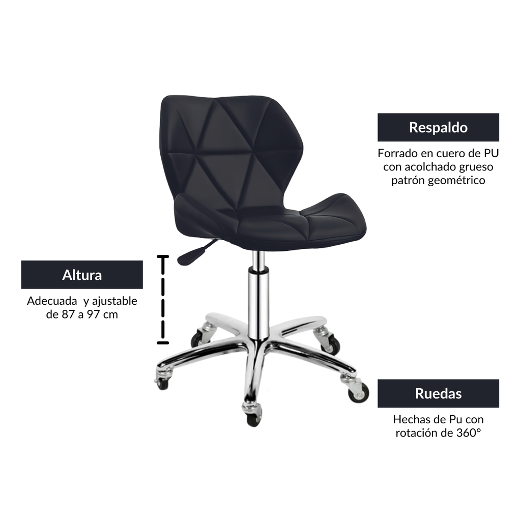 Silla para oficina con respaldo geométrico Negro