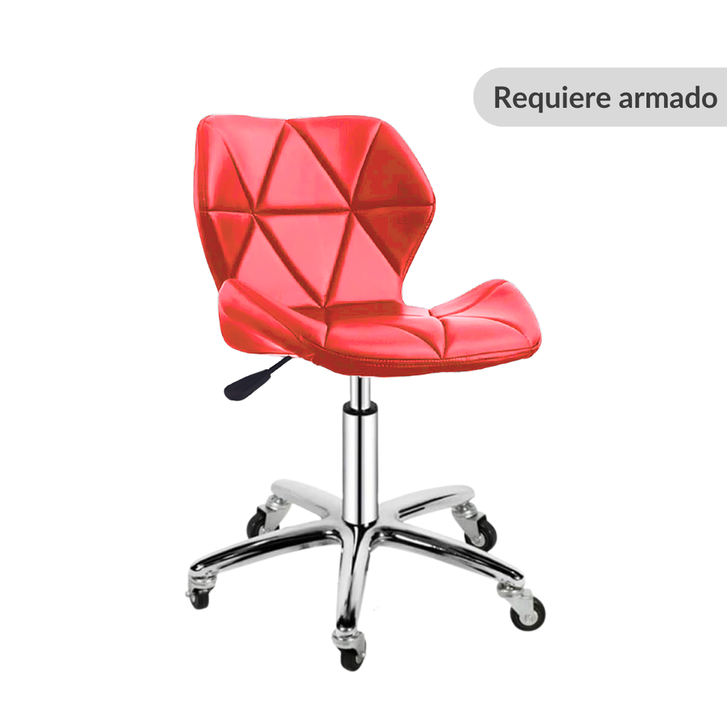 Silla para oficina con respaldo geométrico color rojo