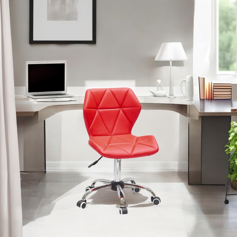 Silla para oficina con respaldo geométrico color rojo