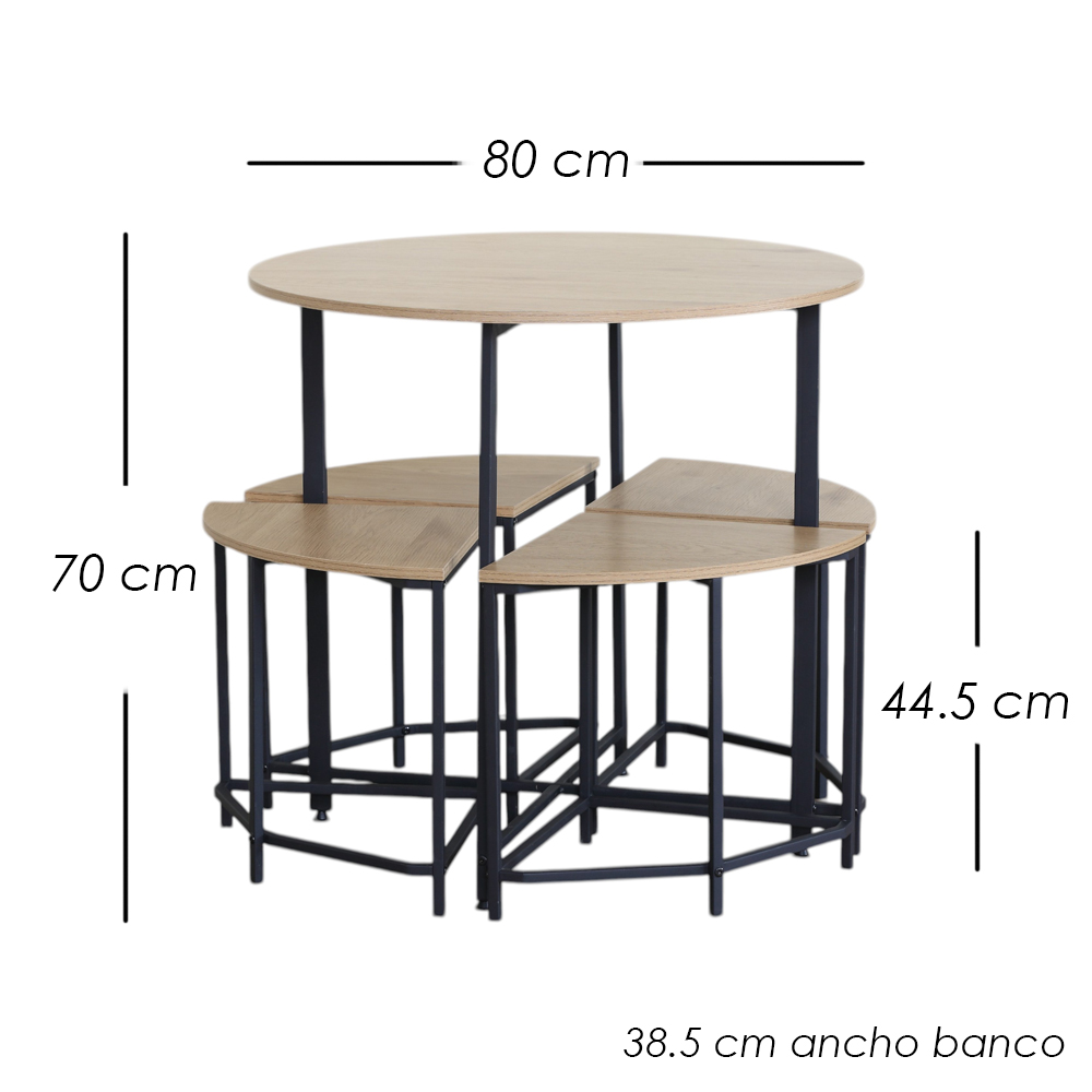 Comedor Redondo Compacto de 5 Piezas 