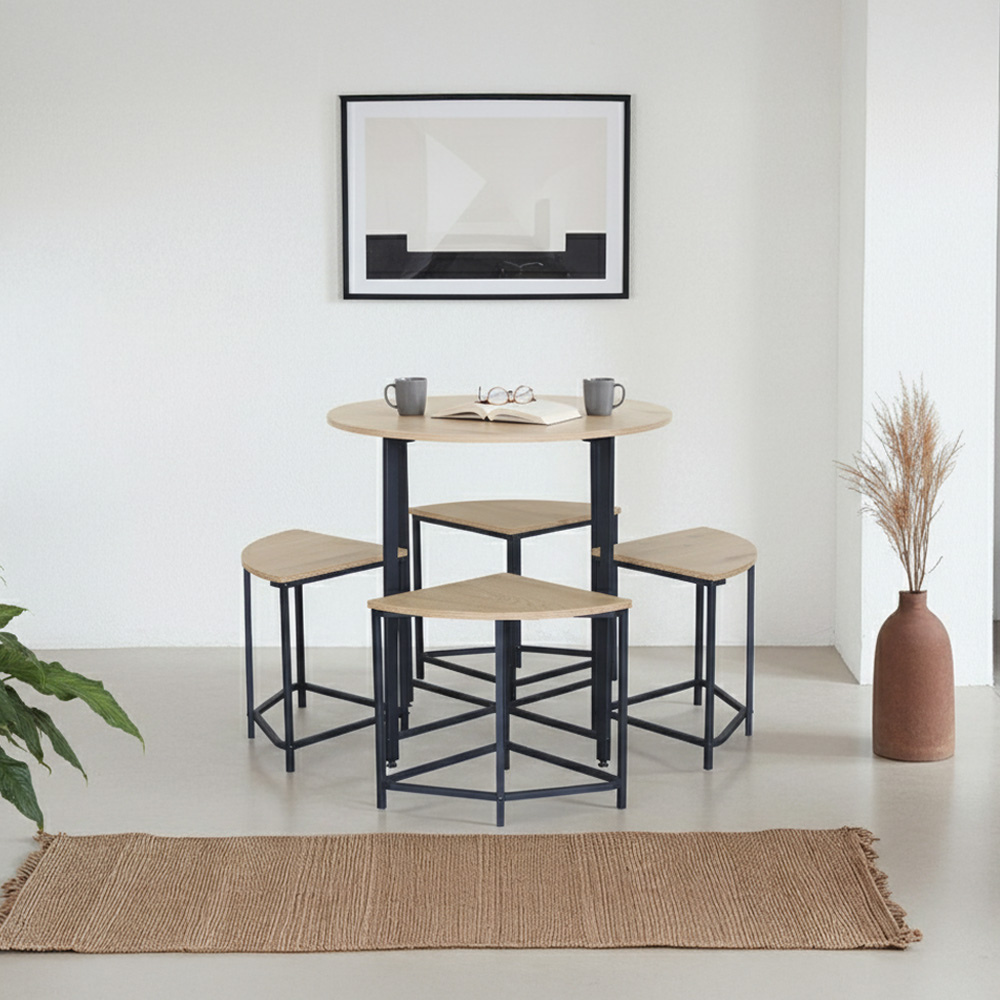 Comedor Redondo Compacto de 5 Piezas 