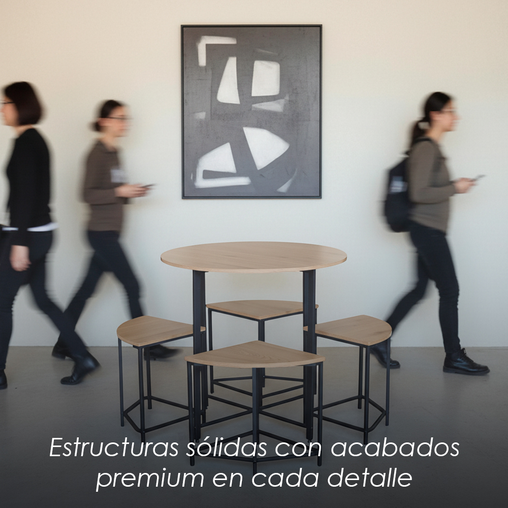 Comedor Redondo Compacto de 5 Piezas 
