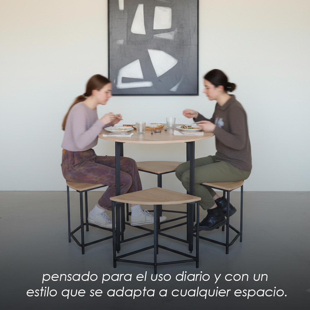 Comedor Redondo Compacto de 5 Piezas 