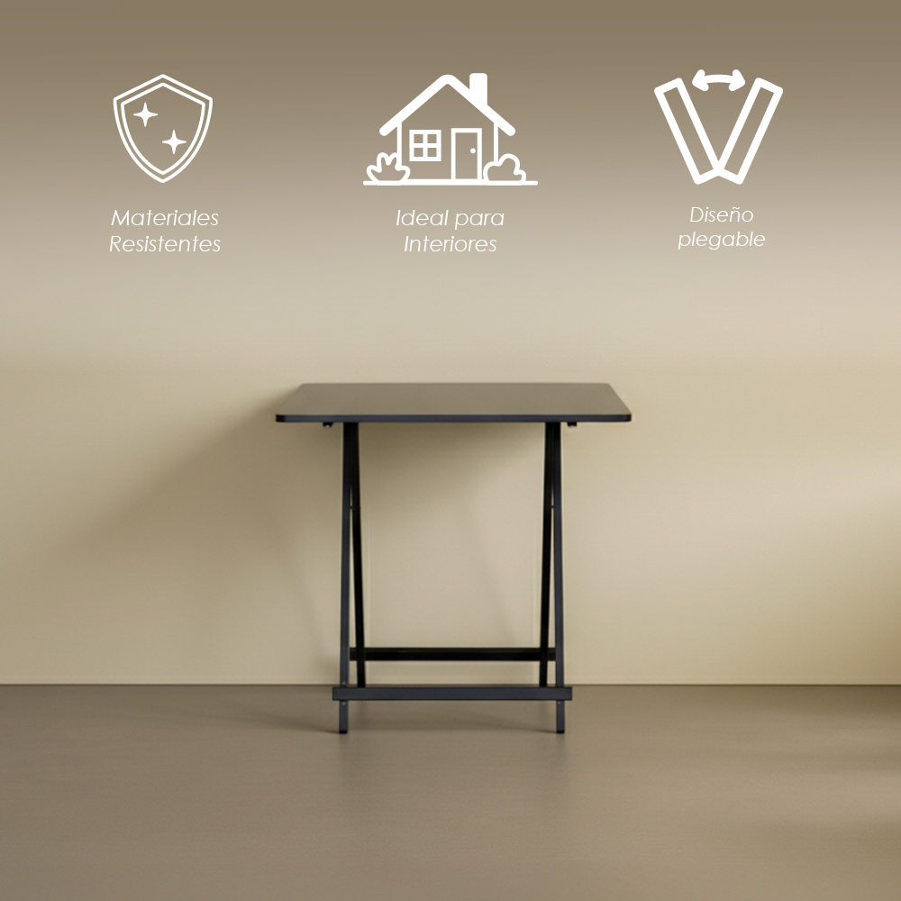 Mesa Plegable Versátil y Compacta de Color Negro