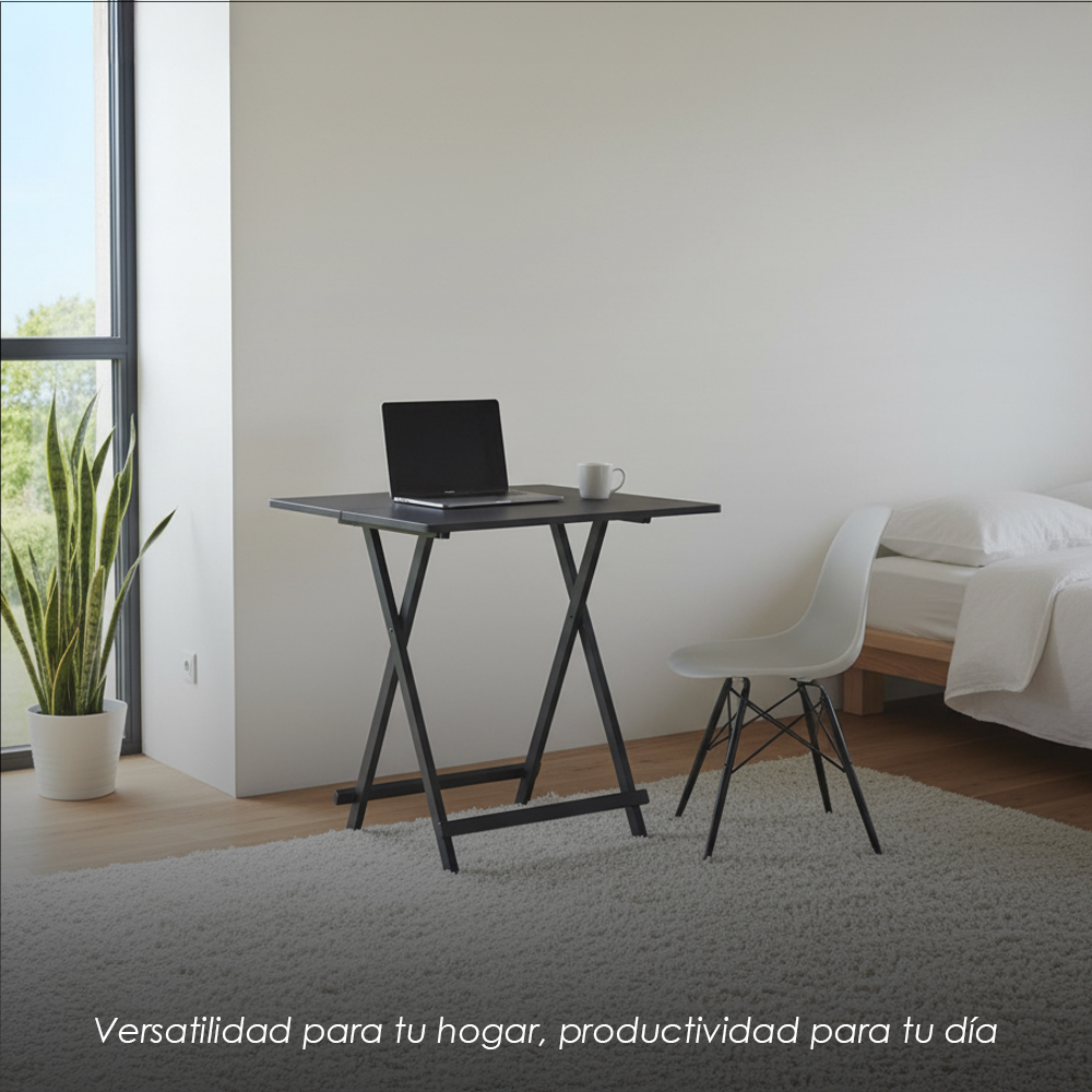 Mesa Plegable Versátil y Compacta de Color Negro