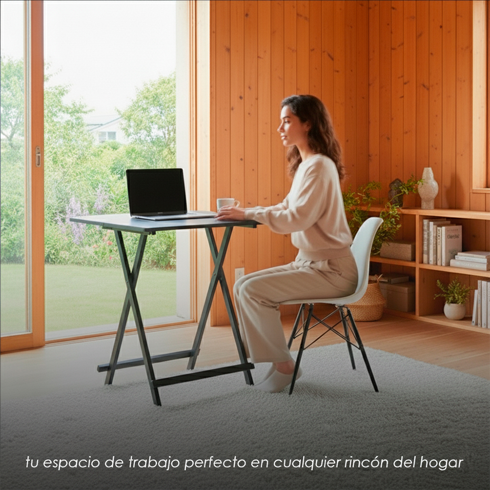 Mesa Plegable Versátil y Compacta de Color Negro