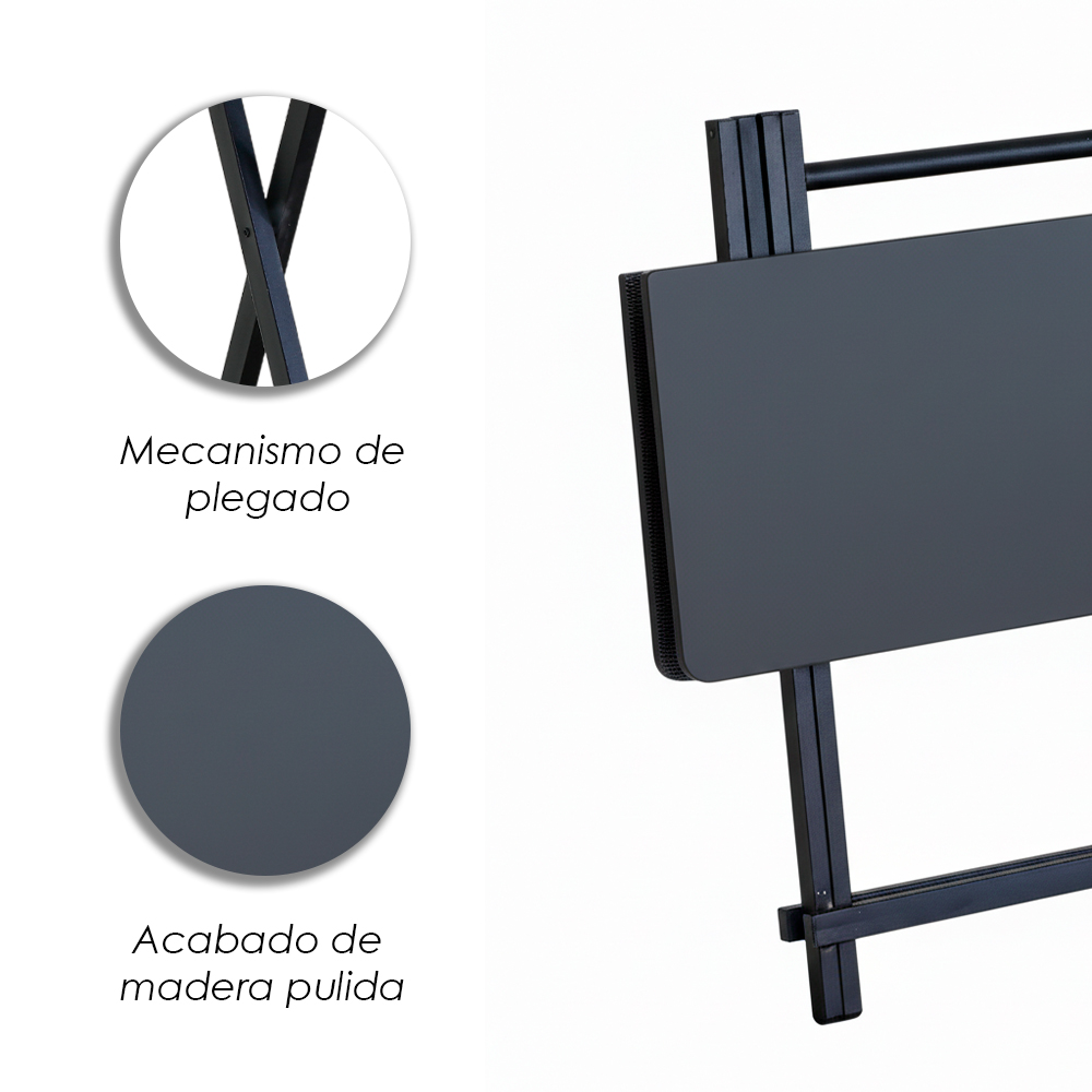 Mesa Plegable Versátil y Compacta de Color Negro