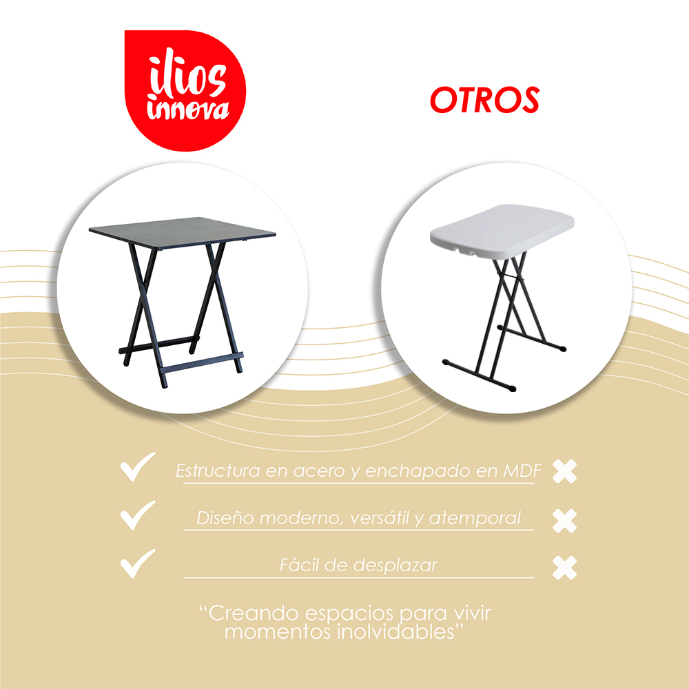 Mesa Plegable Versátil y Compacta de Color Negro