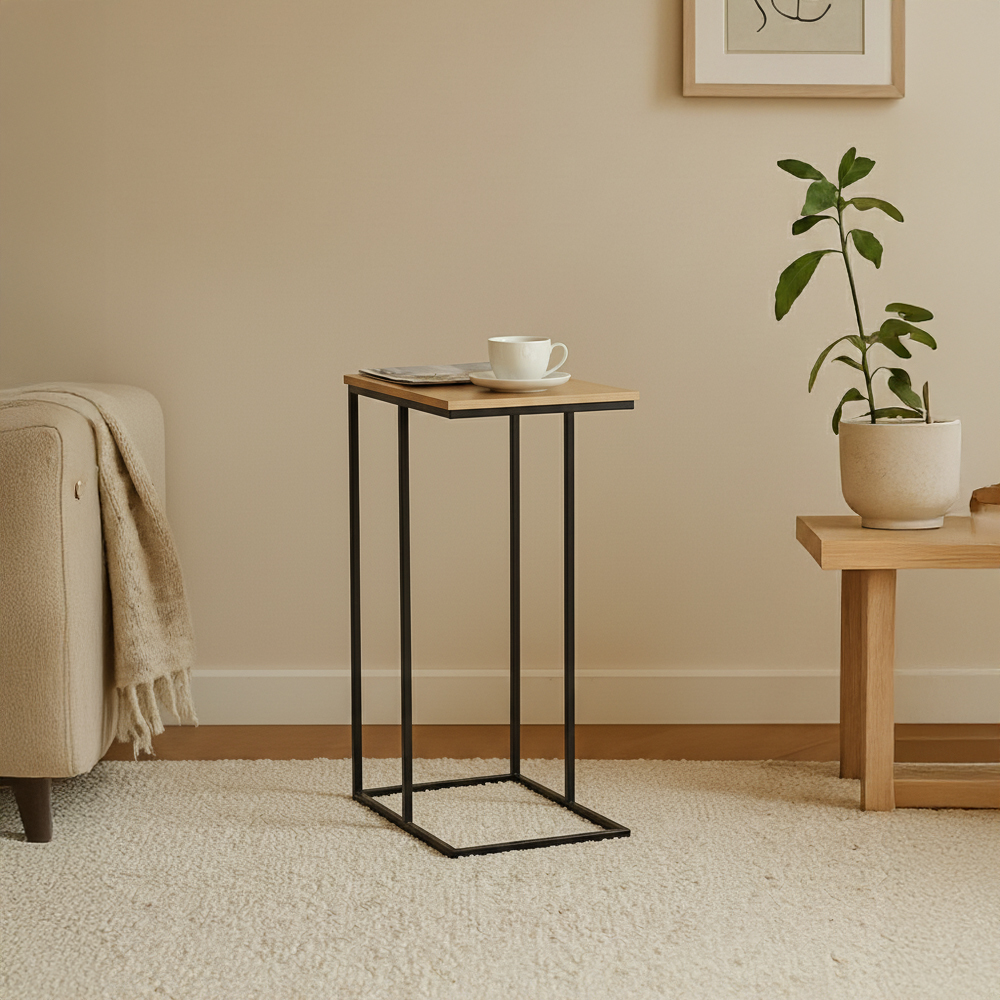 Mesa Auxiliar Alta de Estilo Minimalista Industrial