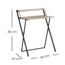 Escritorio minimalista plegable y compacto con repisa