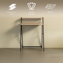 Escritorio minimalista plegable y compacto con repisa