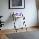 Escritorio minimalista plegable y compacto con repisa
