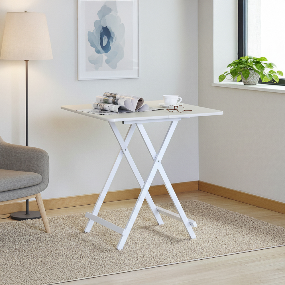 Mesa Plegable Versátil y Compacta de Color Beige