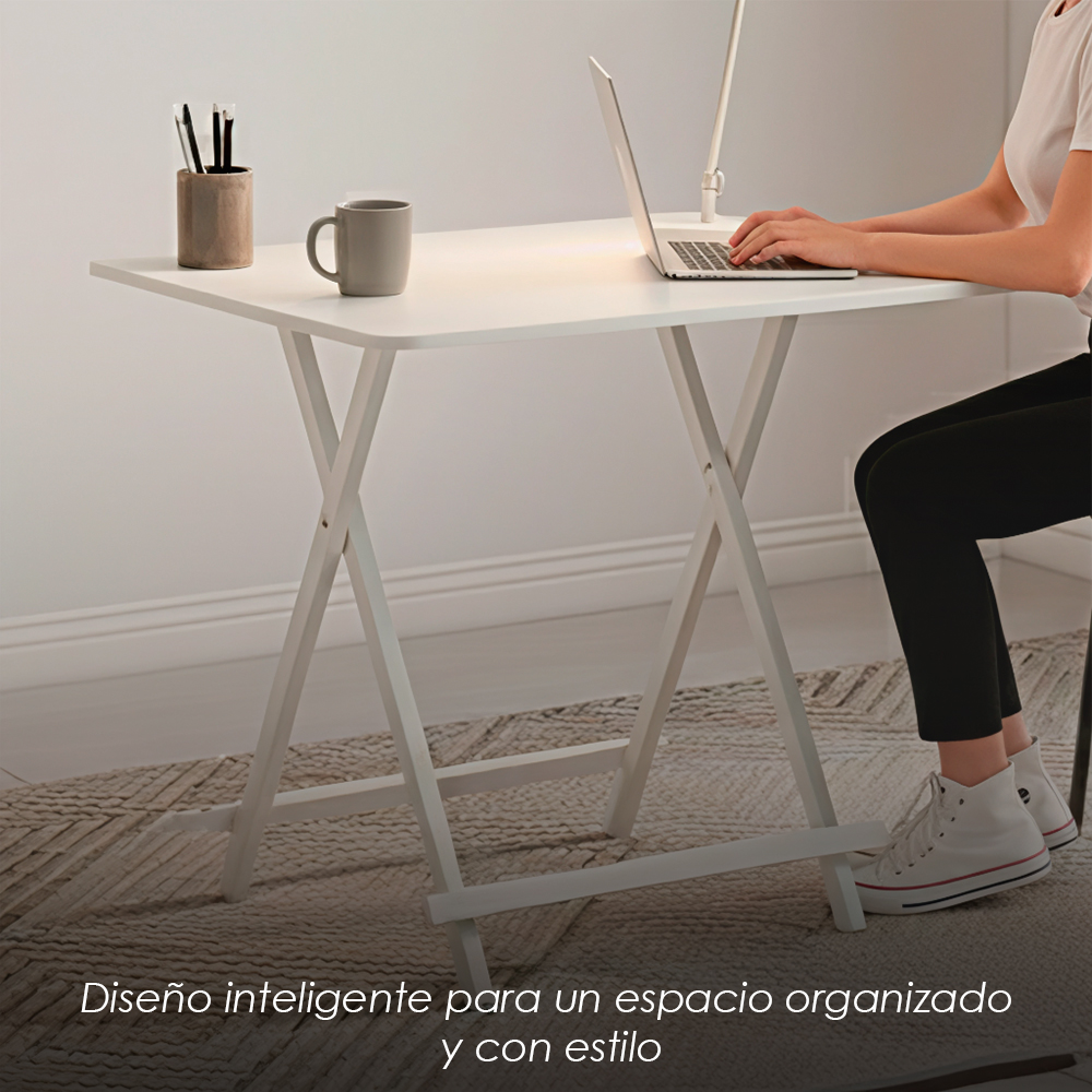 Mesa Plegable Versátil y Compacta de Color Beige