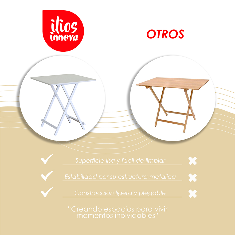 Mesa Plegable Versátil y Compacta de Color Beige
