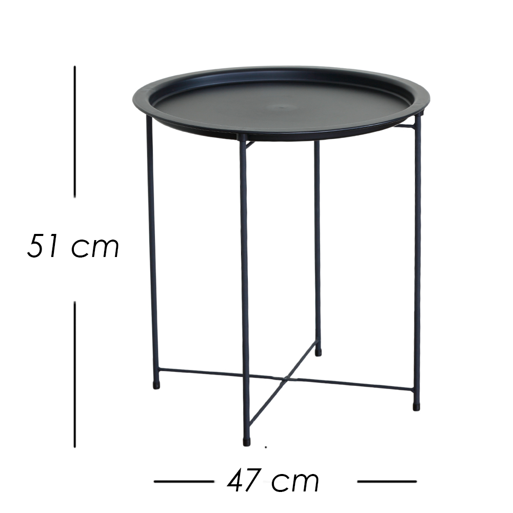 Mesa auxiliar redonda negra minimalista