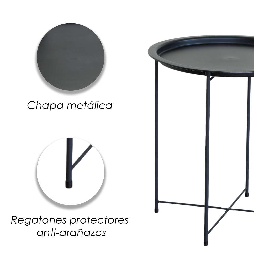 Mesa auxiliar redonda negra minimalista