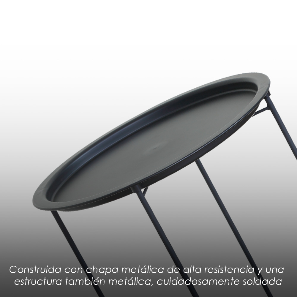 Mesa auxiliar redonda negra minimalista