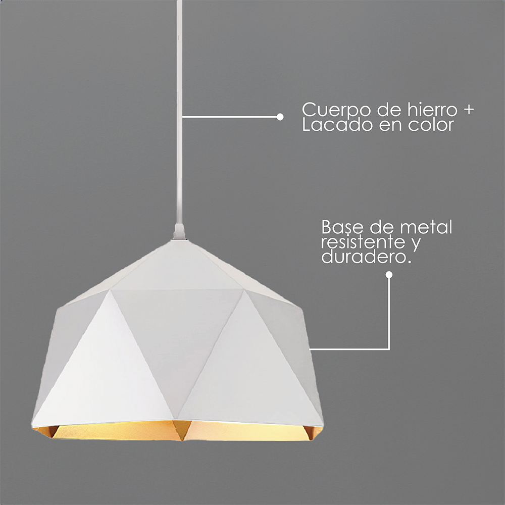 Lámpara colgante 139A blanco con dorado 25