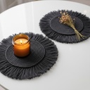 Paquete 4 Manteles Redondos Boho Macramé Negro