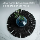 Paquete 4 Manteles Redondos Boho Macramé Negro