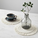 Paquete 4 Manteles Redondos Boho Macramé Blanco