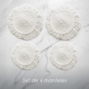 Paquete 4 Manteles Redondos Boho Macramé Blanco