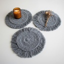 Paquete 4 Manteles Redondos Boho Macramé Gris
