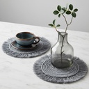 Paquete 4 Manteles Redondos Boho Macramé Gris