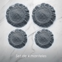 Paquete 4 Manteles Redondos Boho Macramé Gris