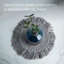Paquete 4 Manteles Redondos Boho Macramé Gris