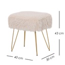 Taburete Moderno Beige Glam de Tela Tipo Peluche 