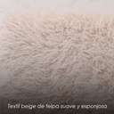 Taburete Moderno Beige Glam de Tela Tipo Peluche 