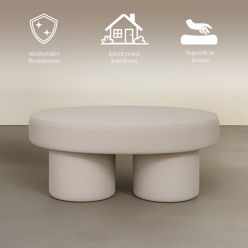 Taburete Redondo Minimalista Moderno Beige
