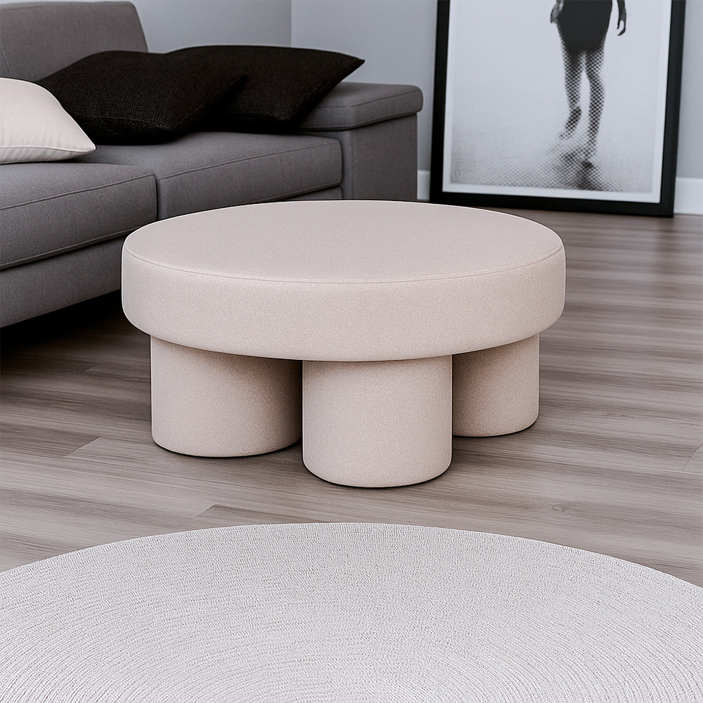 Taburete Redondo Minimalista Moderno Beige