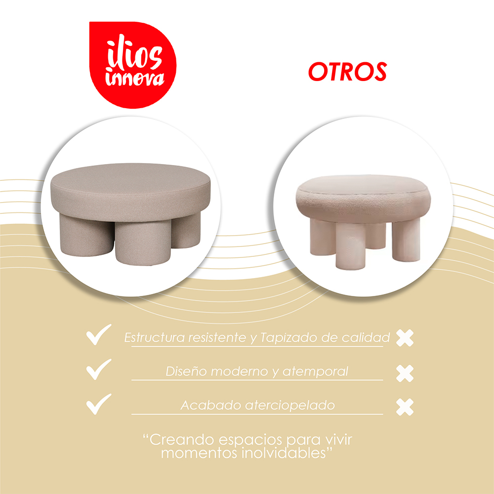 Taburete Redondo Minimalista Moderno Beige