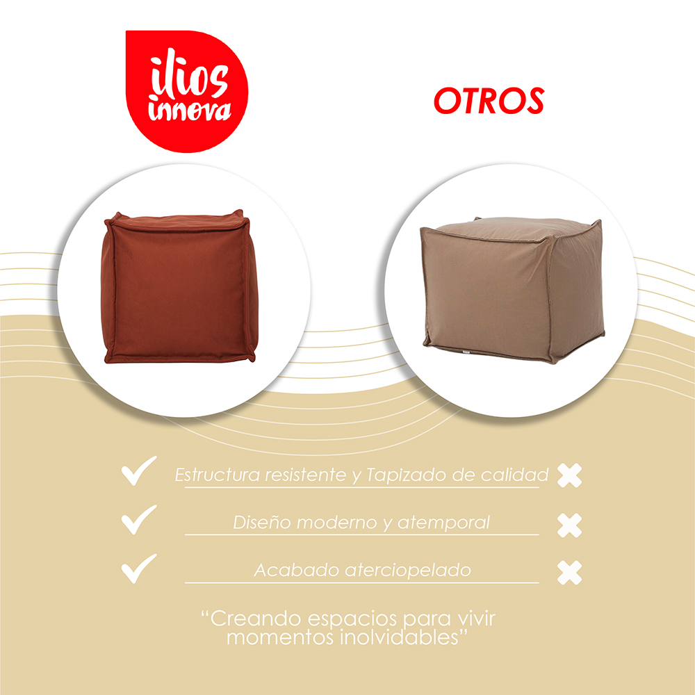 Taburete Cuadrado Terracota Minimalista